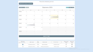 screenshot of Personal Scheduling Service